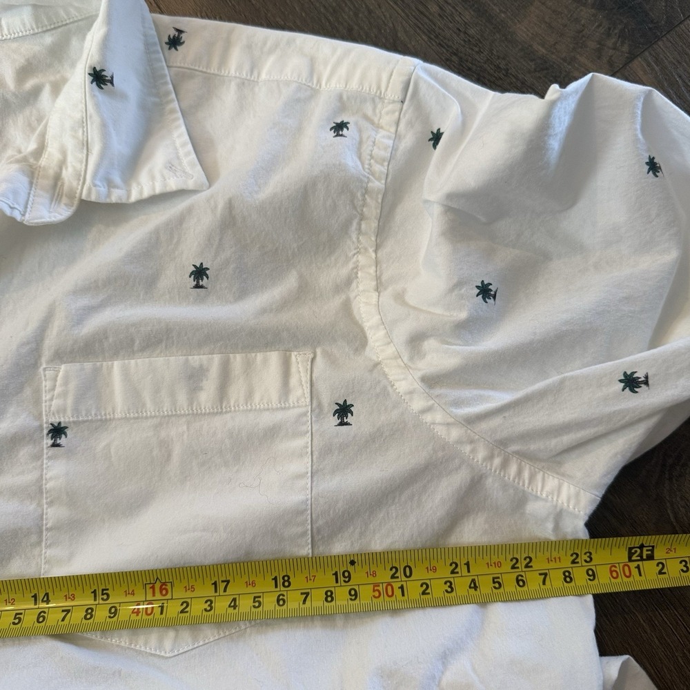 Sonoma Men's L Button Down Cotton Shirt Palm Tree Island Resort Outdoor White - Picture 8 of 11